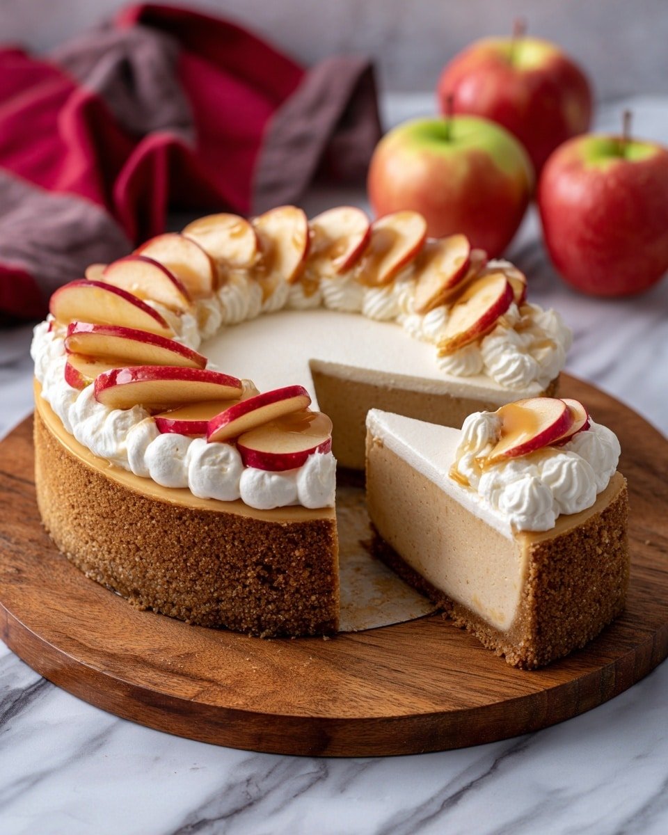 Apple Cider Cheesecake with Mulling Spices Recipe - Recipe Image — Apple Cider Cheesecake with Mulling Spices, cozy fall cheesecake recipe, easy apple cider cheesecake, spiced apple dessert, homemade mulling spices cheesecake