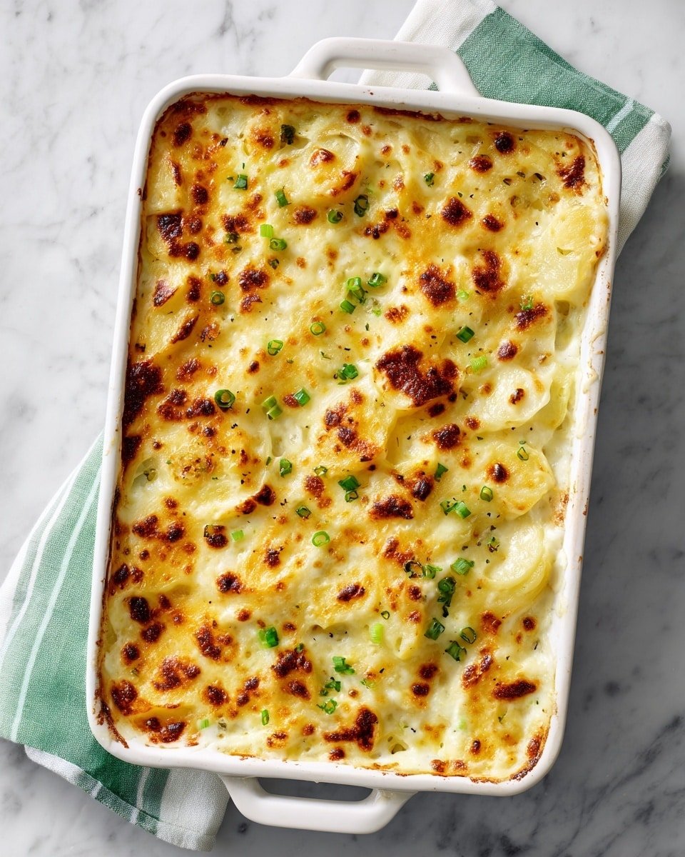 Sour Cream Potato Bake Recipe - Recipe Image — Sour Cream Potato Bake, creamy potato casserole, cheesy potato bake, easy potato casserole, comforting potato dish