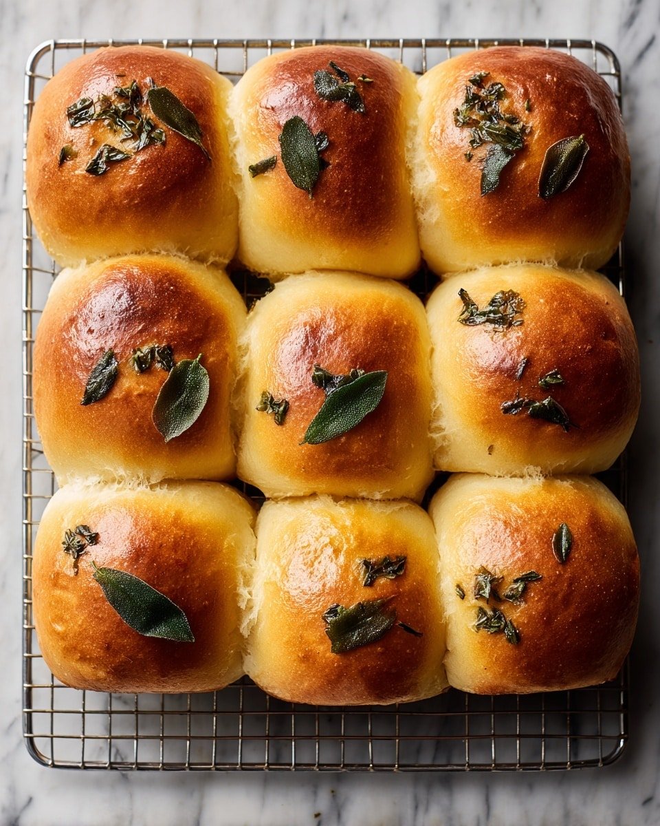 Soft Pumpkin Pull Apart Rolls with Sage Butter Recipe - Recipe Image — Soft Pumpkin Pull Apart Rolls with Sage Butter, pumpkin dinner rolls, fall bread recipes, easy homemade bread, sage butter roll recipe