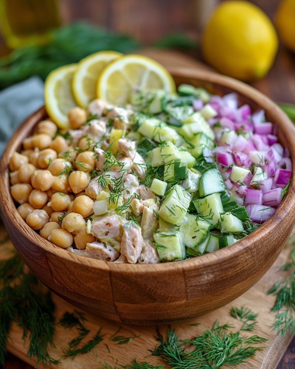Healthy Tuna Garbanzo Bean Salad Recipe - Recipe Image — Healthy Tuna Garbanzo Bean Salad, quick healthy tuna salad, easy tuna and chickpea salad, light nutritious lunch ideas, fresh seafood bean salad