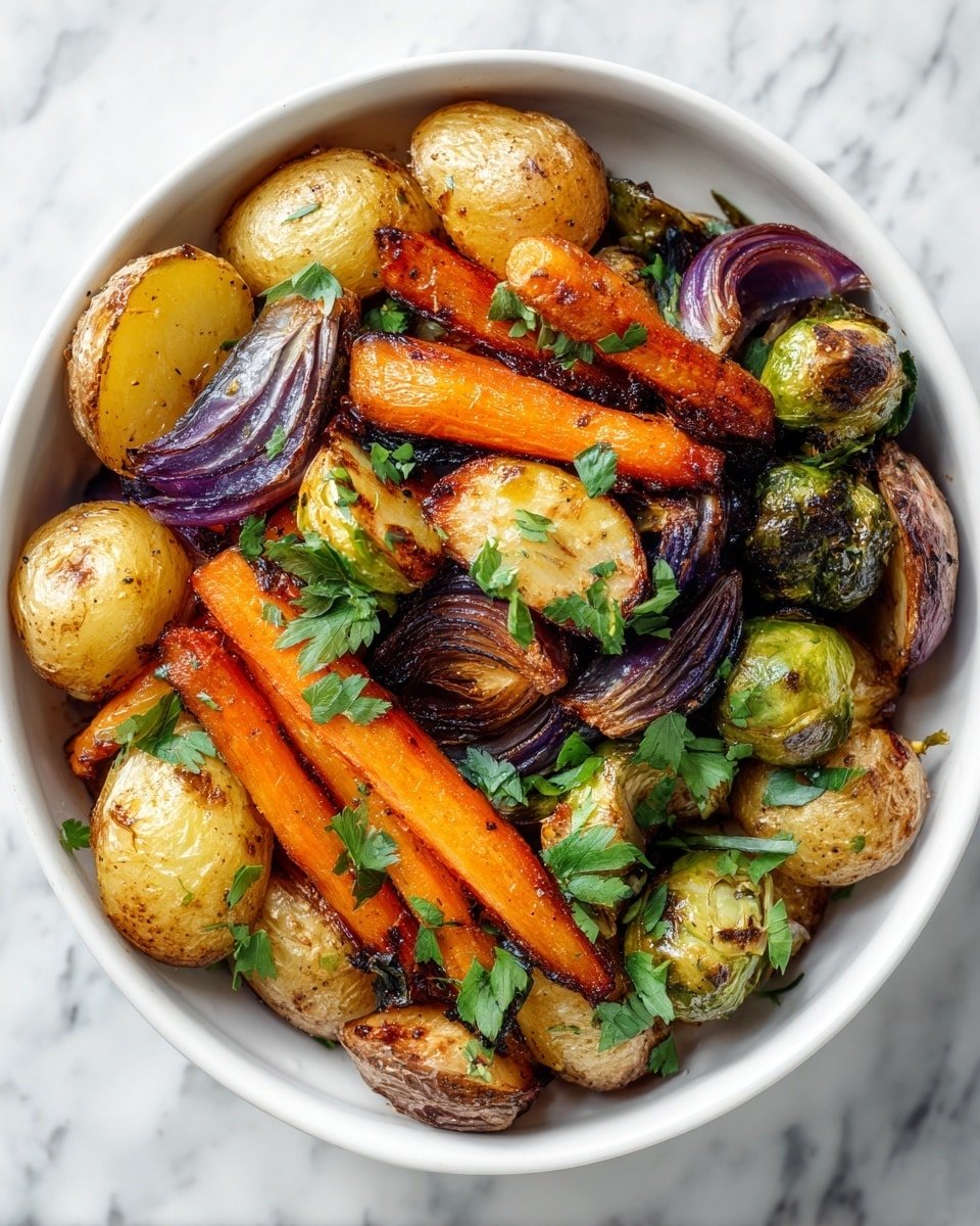 Maple Dijon Roasted Vegetables Recipe - Recipe Image — Maple Dijon Roasted Vegetables, roasted vegetable side dish, easy roasted vegetables recipe, healthy vegetable side, caramelized roasted veggies
