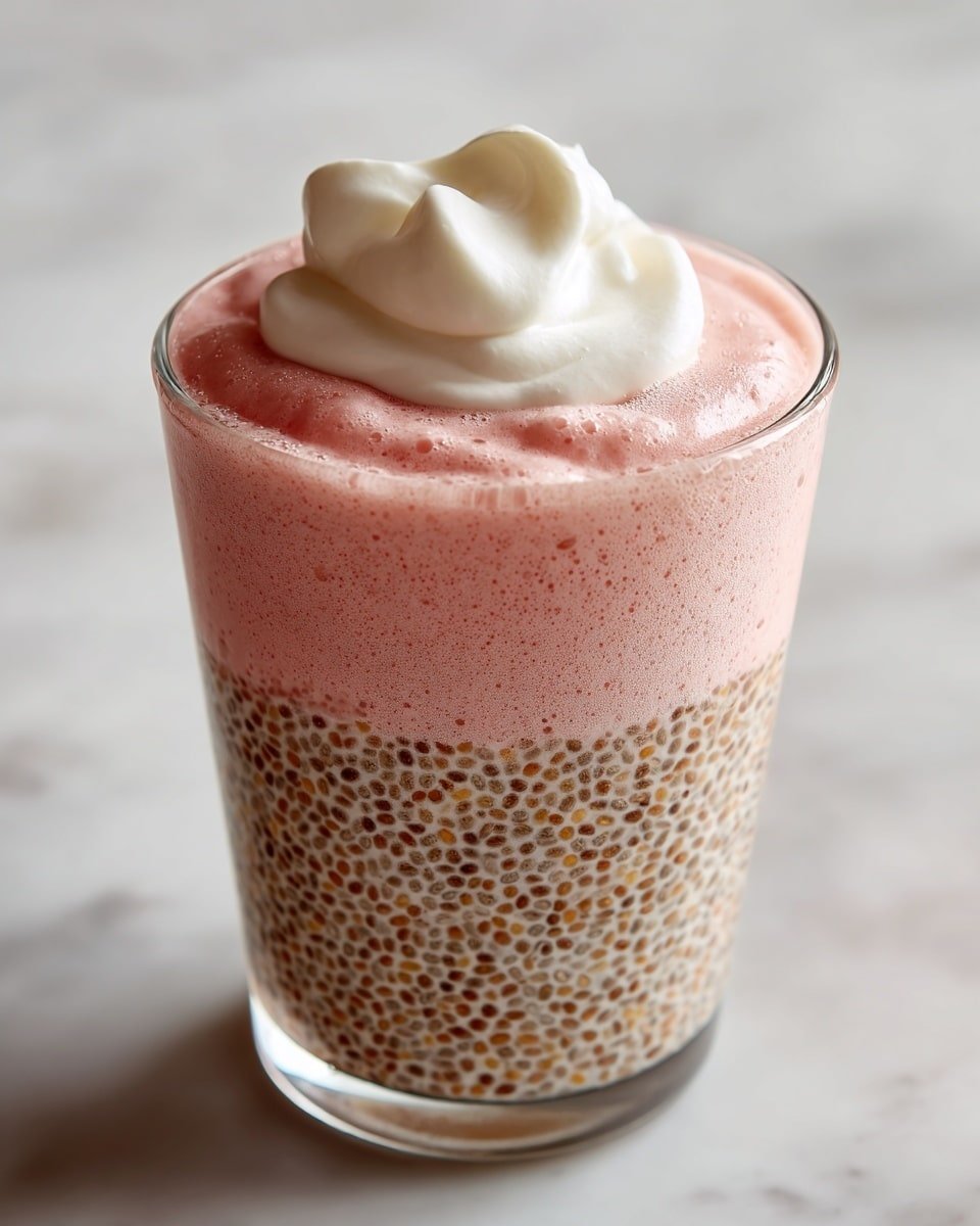 Strawberry Cheesecake Chia Seed Pudding Recipe - Recipe Image — Strawberry Cheesecake Chia Seed Pudding, healthy Greek yogurt dessert, easy overnight chia pudding, fruit and cream cheese breakfast, vegan chia pudding alternatives