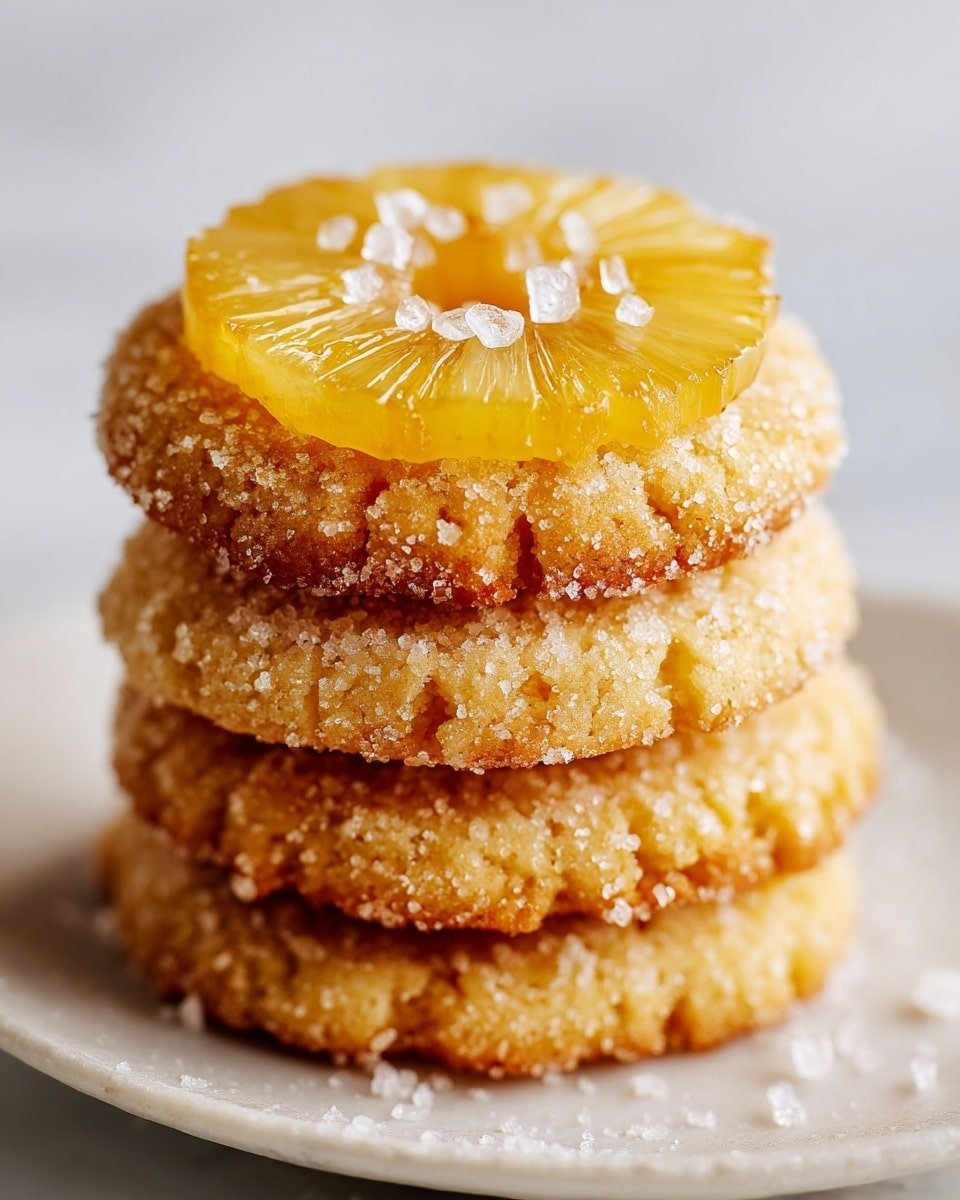 Pineapple Upside Sugar Cookies Recipe - Recipe Image — Pineapple Upside Sugar Cookies, Pineapple upside sugar cookies, tropical sugar cookie recipe, pineapple cookies with caramelized edges, easy pineapple sugar cookies