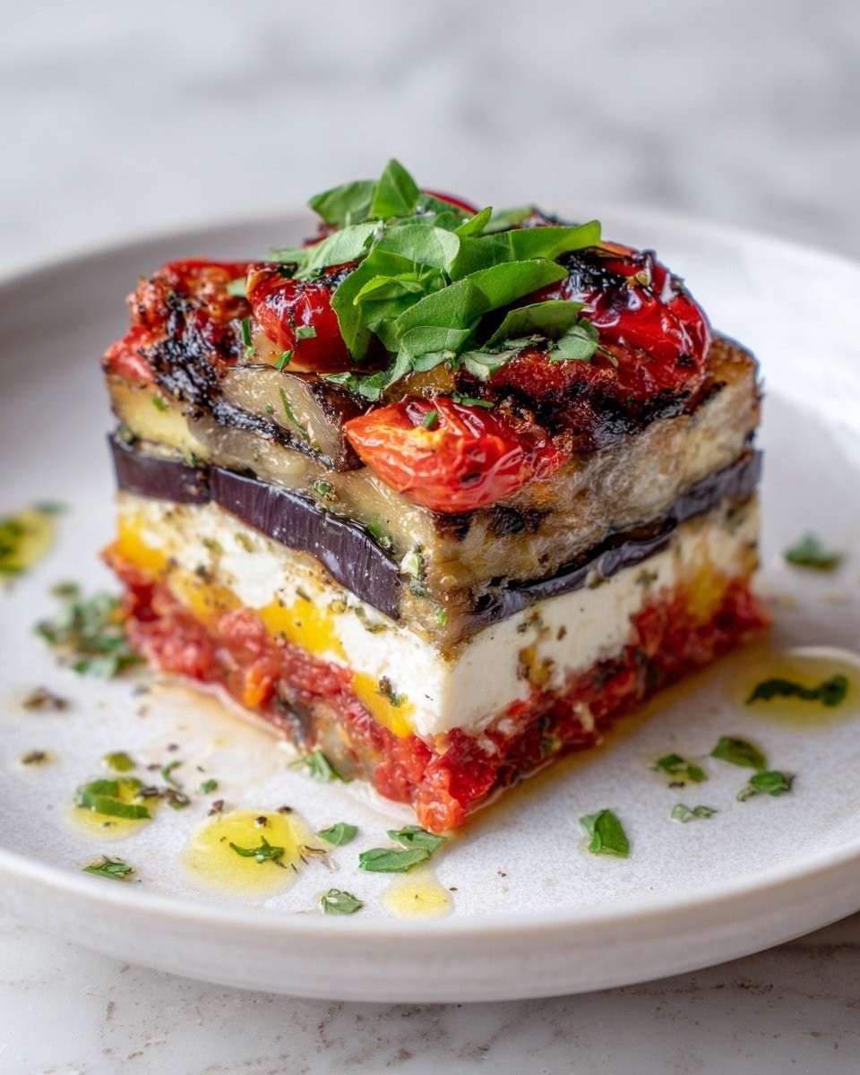 Layered Mediterranean Vegetable Lasagna with Creamy Ricotta Recipe - Recipe Image — Layered Mediterranean Vegetable Lasagna with Creamy Ricotta, Mediterranean vegetable lasagna, easy veggie lasagna recipe, healthy vegetable lasagna, cheesy vegetable lasagna
