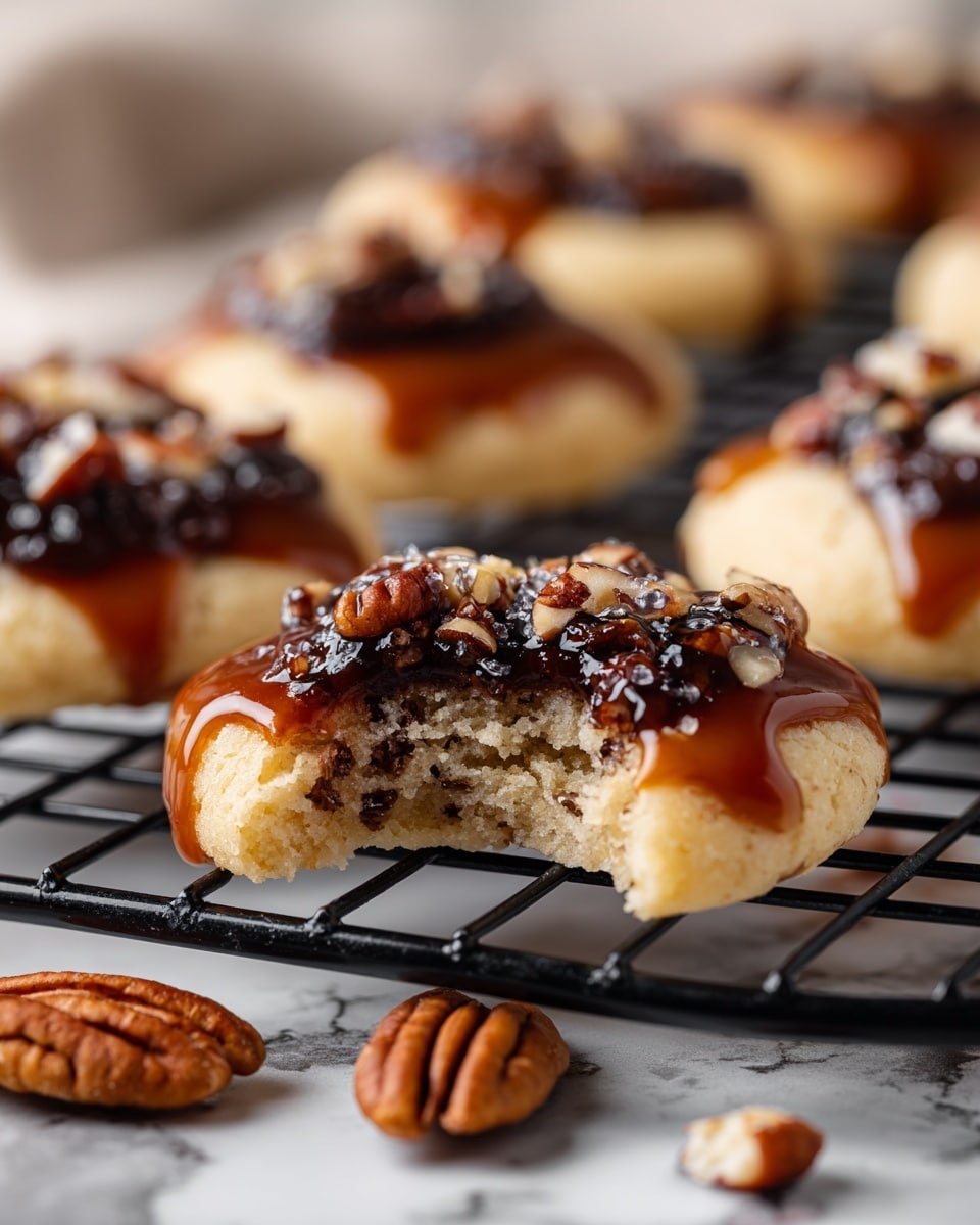 Chewy Pecan Pie Cookies with Caramelized Filling Recipe - Recipe Image — Chewy Pecan Pie Cookies with Caramelized Filling, pecan pie cookies, caramel-filled cookies, buttery pecan cookies, easy pecan dessert