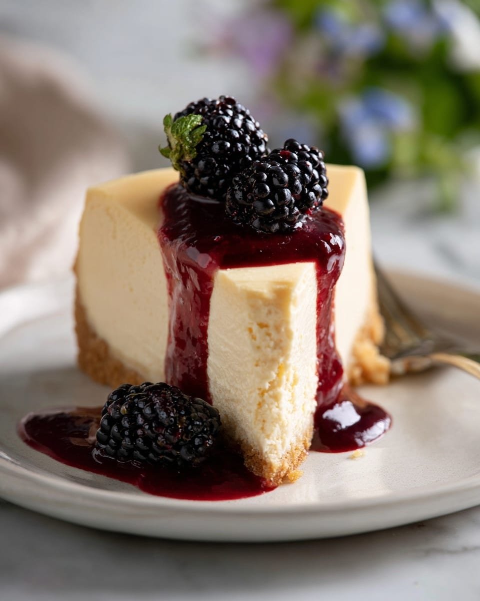 London Fog Basque Cheesecake with Blackberry Sauce Recipe - Recipe Image — London Fog Basque Cheesecake with Blackberry Sauce, London Fog Cheesecake, Basque Cheesecake with Blackberry, Easy Cheesecake Recipes, Gourmet Fruit Desserts