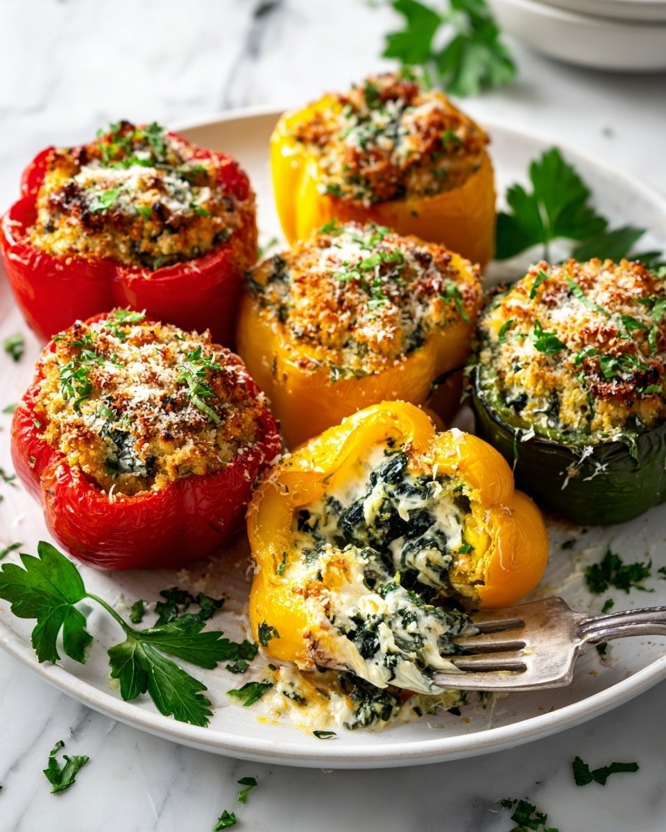 Herby Ricotta Stuffed Bell Peppers Recipe - Recipe Image — Herby Ricotta Stuffed Bell Peppers, stuffed bell peppers with herbs and ricotta, healthy stuffed peppers recipe, easy baked stuffed peppers, savory stuffed bell peppers