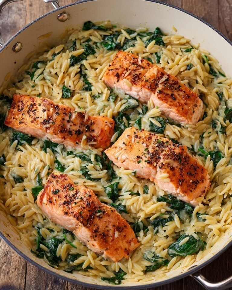One Skillet Salmon with Lemon Orzo Recipe