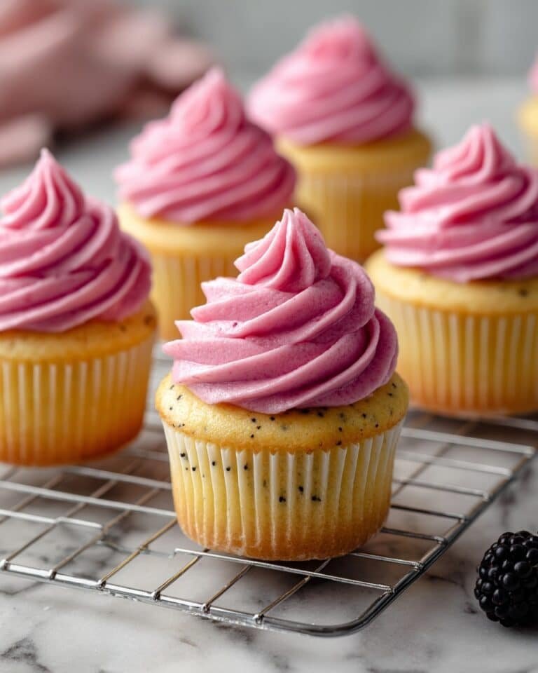 Lemon Poppy Seed Cupcakes with Blackberry Frosting Recipe
