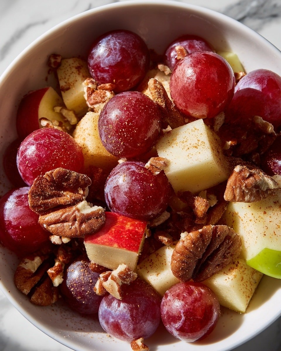 Cinnamon Apple Grape Salad Recipe - Recipe Image — Cinnamon Apple Grape Salad, apple grape fruit salad with cinnamon, healthy fruit salad, quick and easy fruit salad, cozy fruit dessert