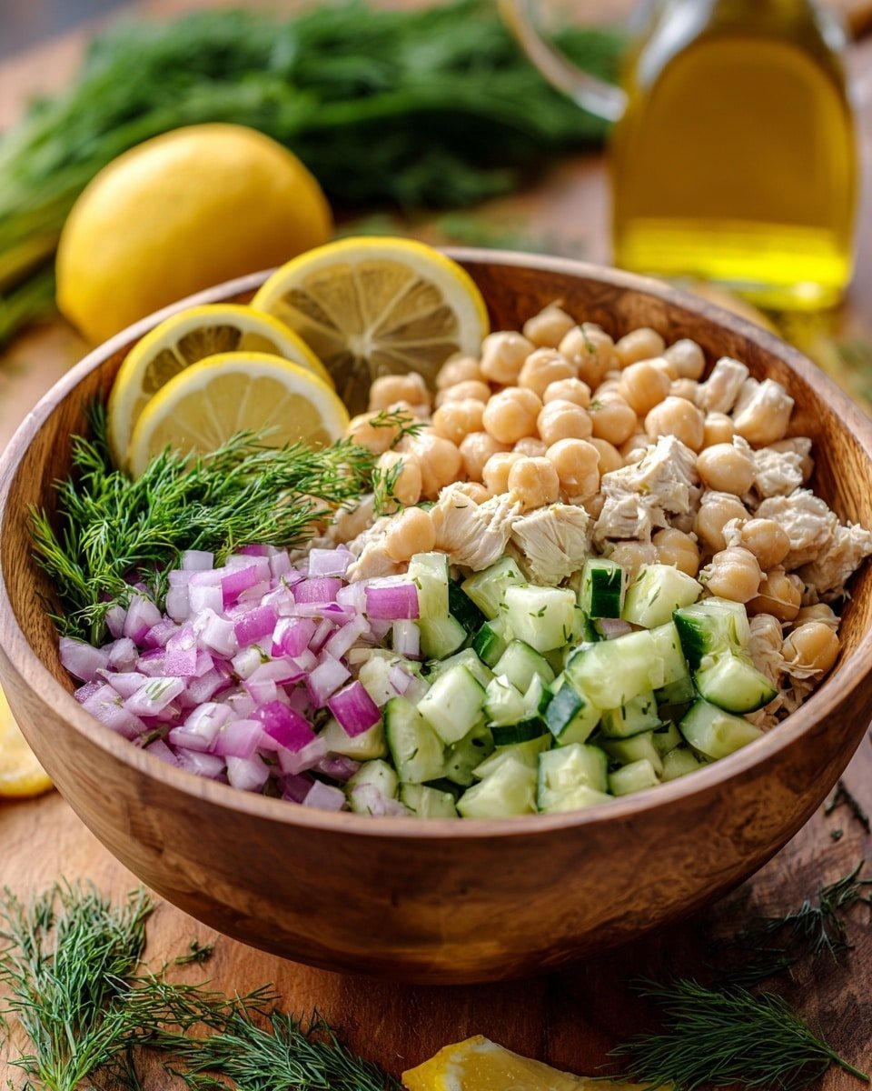 Healthy Tuna Garbanzo Bean Salad Recipe - Recipe Image — Healthy Tuna Garbanzo Bean Salad, quick healthy tuna salad, easy tuna and chickpea salad, light nutritious lunch ideas, fresh seafood bean salad
