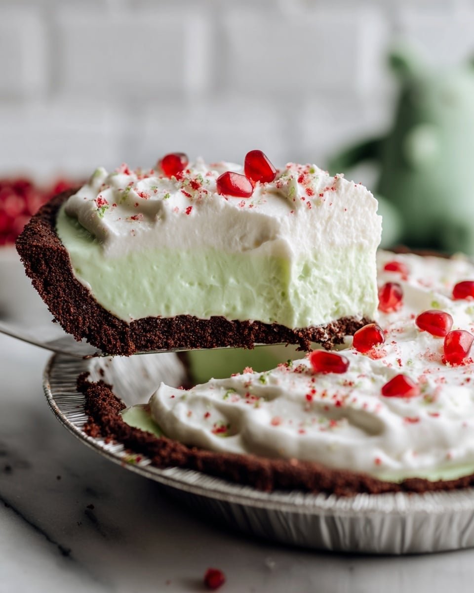 No Bake Grinch Pie Recipe - Recipe Image — No Bake Grinch Pie, festive no bake dessert, holiday green pie, easy Christmas pie, no bake holiday treat