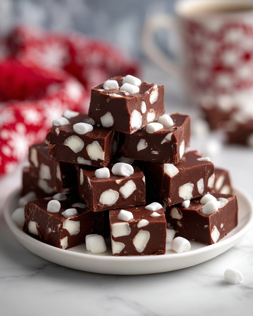 Hot Chocolate Fudge Recipe - Recipe Image — Hot Chocolate Fudge, rich chocolate fudge with hot cocoa flavor, easy hot chocolate fudge recipe, cozy chocolate dessert, holiday fudge ideas