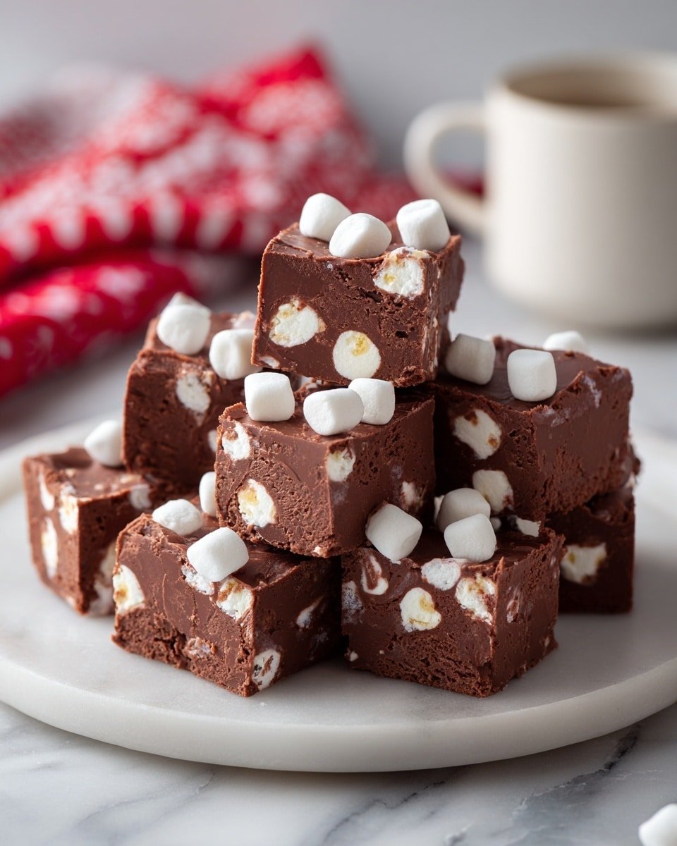 Hot Chocolate Fudge Recipe - Recipe Image — Hot Chocolate Fudge, rich chocolate fudge with hot cocoa flavor, easy hot chocolate fudge recipe, cozy chocolate dessert, holiday fudge ideas