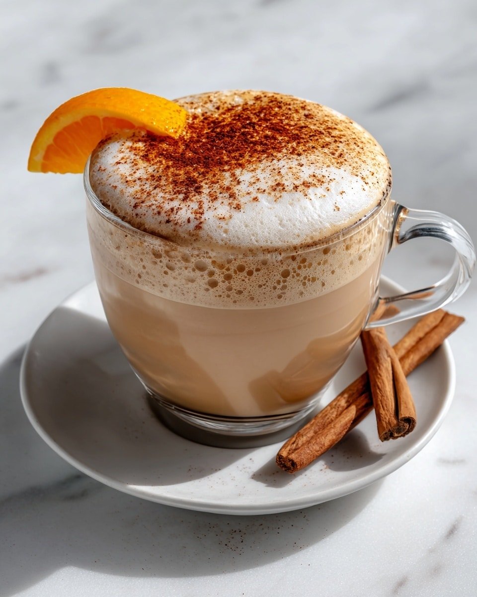 Orange Cinnamon Milk Tea Recipe - Recipe Image — Orange Cinnamon Milk Tea, orange cinnamon tea, warm milk tea with orange and cinnamon, cozy orange cinnamon beverage, homemade orange cinnamon tea