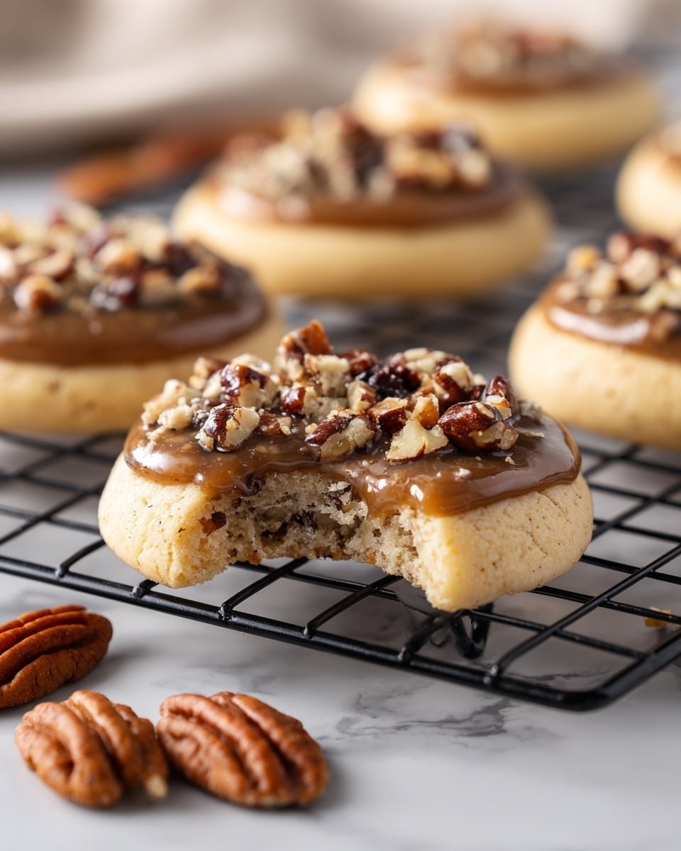 Chewy Pecan Pie Cookies with Caramelized Filling Recipe - Recipe Image — Chewy Pecan Pie Cookies with Caramelized Filling, pecan pie cookies, caramel-filled cookies, buttery pecan cookies, easy pecan dessert