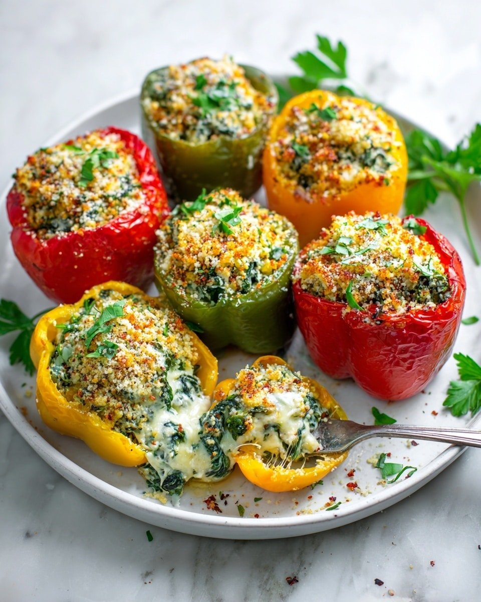 Herby Ricotta Stuffed Bell Peppers Recipe - Recipe Image — Herby Ricotta Stuffed Bell Peppers, stuffed bell peppers with herbs and ricotta, healthy stuffed peppers recipe, easy baked stuffed peppers, savory stuffed bell peppers
