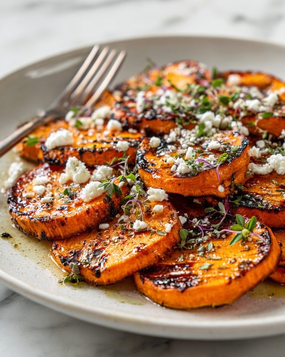 Honey Feta Sweet Potato Rounds Recipe - Recipe Image — Honey Feta Sweet Potato Rounds, Sweet Potato Appetizer, Easy Sweet Potato Snacks, Healthy Feta Recipes, Cozy Roasted Sweet Potatoes