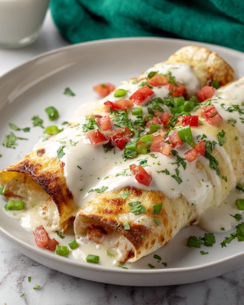 Chicken Enchiladas with Sour Cream White Sauce Recipe - Recipe Image — Chicken Enchiladas with Sour Cream White Sauce, cheesy chicken enchiladas with white sauce, quick chicken enchilada dinner, easy white sauce enchiladas, comforting chicken enchiladas