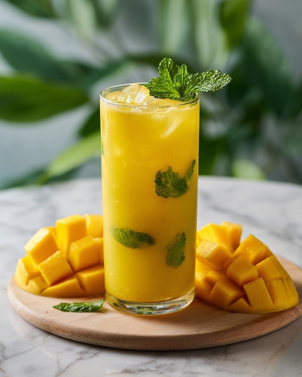 Mango Mojito Cocktail Recipe - Recipe Image — Mango Mojito Cocktail, Mango Mojito drink, tropical mango cocktail, refreshing mango mojito, easy mango mojito recipe
