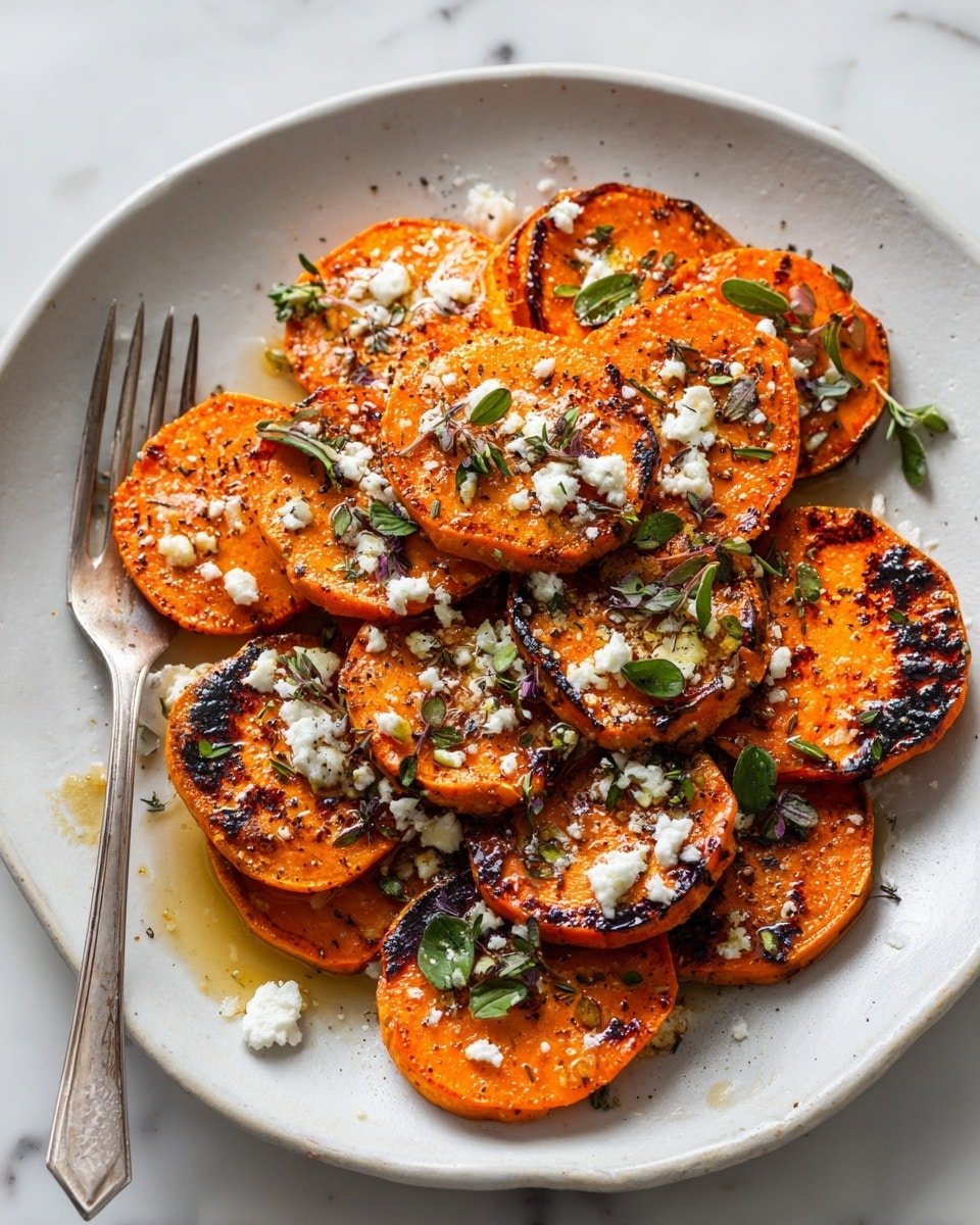 Honey Feta Sweet Potato Rounds Recipe - Recipe Image — Honey Feta Sweet Potato Rounds, Sweet Potato Appetizer, Easy Sweet Potato Snacks, Healthy Feta Recipes, Cozy Roasted Sweet Potatoes