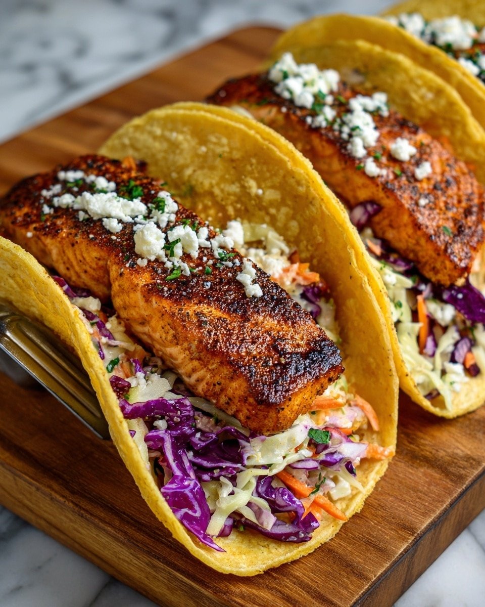 Air Fryer Salmon Tacos with Cilantro Lime Slaw Recipe