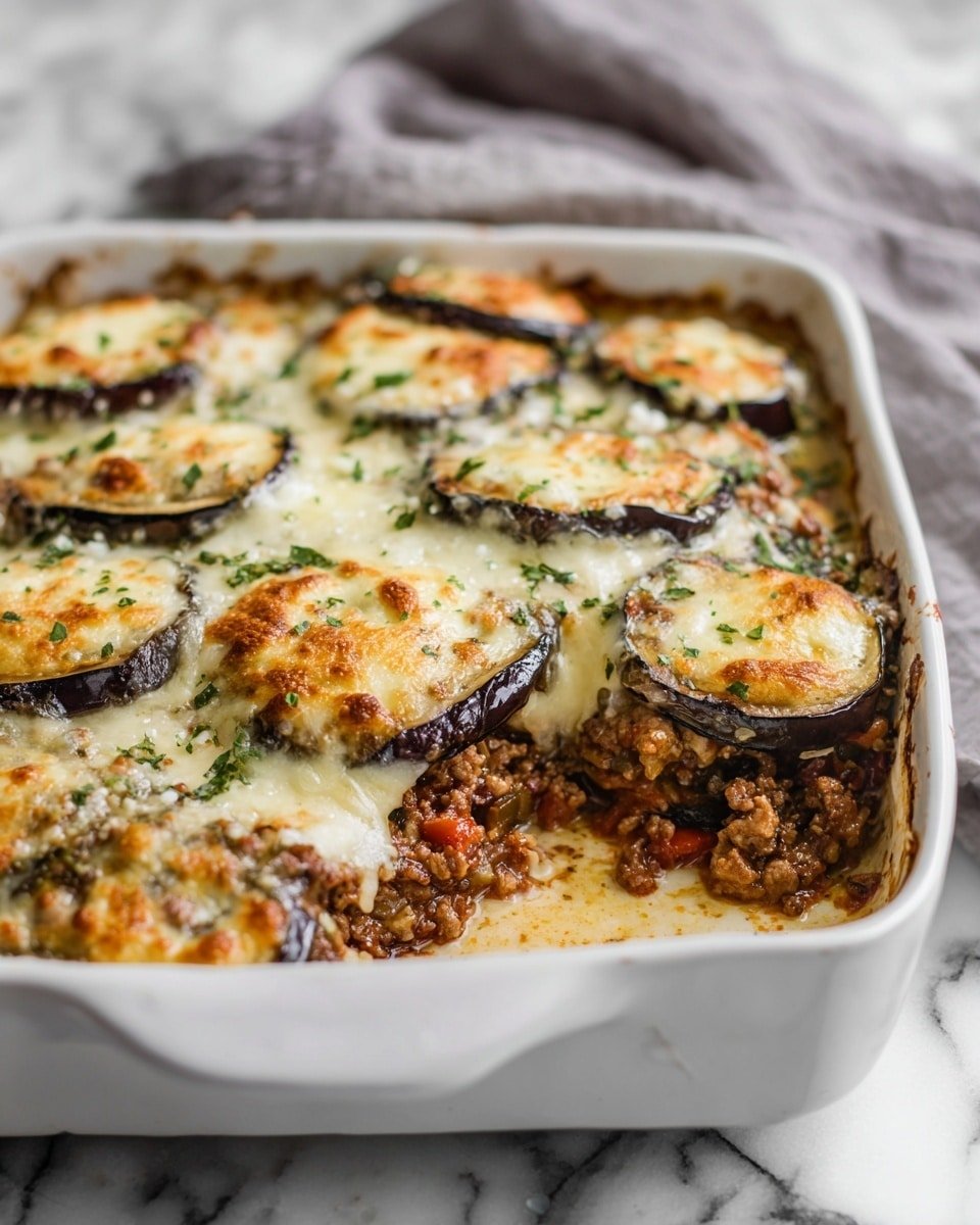 Keto Eggplant and Ground Beef Casserole Recipe - Recipe Image — Keto Eggplant and Ground Beef Casserole, keto casserole recipes, low-carb eggplant dishes, keto ground beef dinner, easy keto casseroles