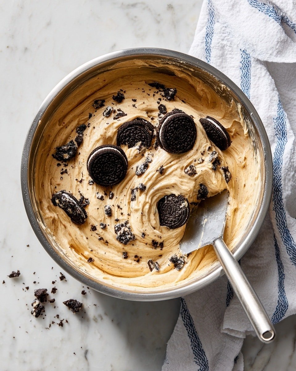 Oreo Cream Cheese Frosting Recipe - Recipe Image — Oreo Cream Cheese Frosting, Oreo frosting recipe, easy Oreo frosting, cream cheese frosting with Oreos, homemade Oreo frosting