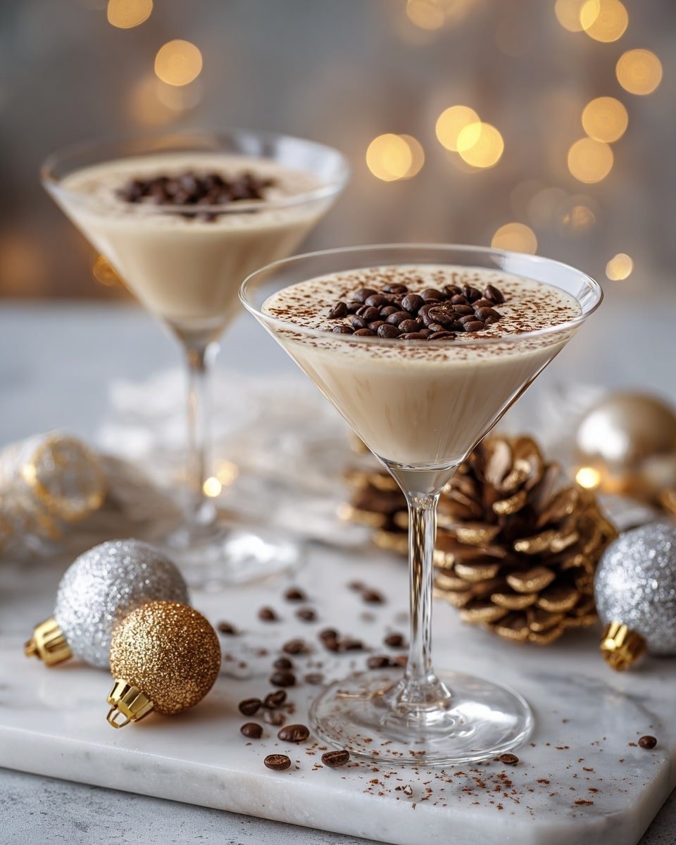 Eggnog Espresso Martini Recipe - Recipe Image — Eggnog Espresso Martini, festive cocktail, holiday drinks with espresso, creamy eggnog cocktails, easy holiday cocktail recipes