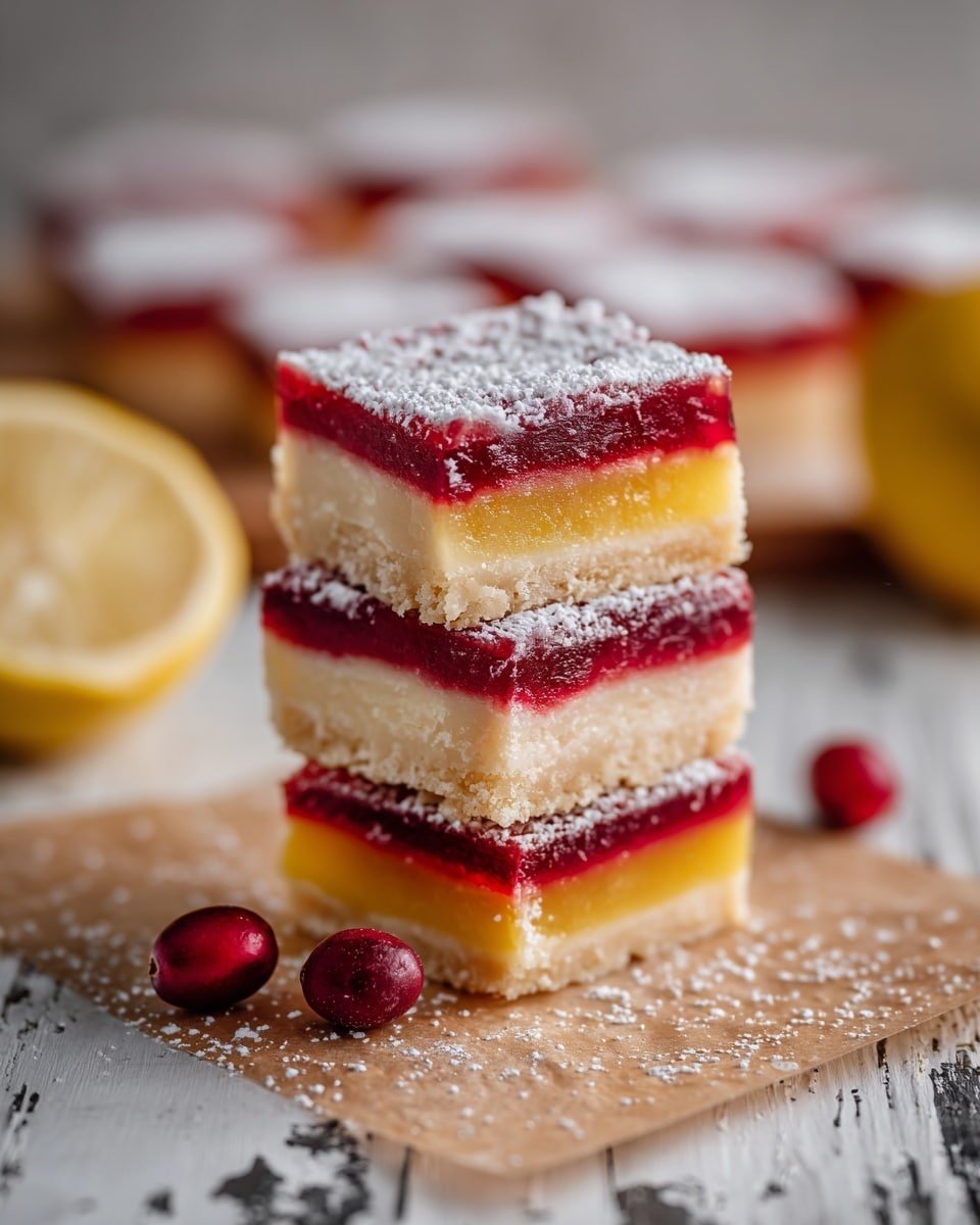 Cranberry Lemon Bars Recipe - Recipe Image — Cranberry Lemon Bars, Cranberry Lemon Bars recipe, easy cranberry lemon bars, holiday cranberry bars, tart and sweet lemon bars