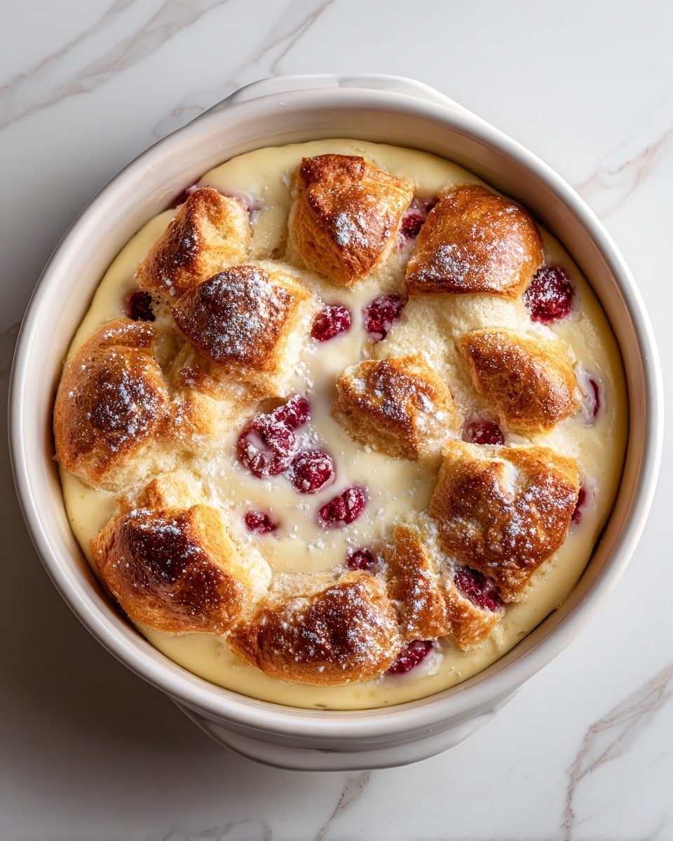 Eggnog Bread Pudding Recipe - Recipe Image — Eggnog Bread Pudding, holiday bread pudding, easy eggnog dessert, cozy bread pudding recipe, festive holiday dessert