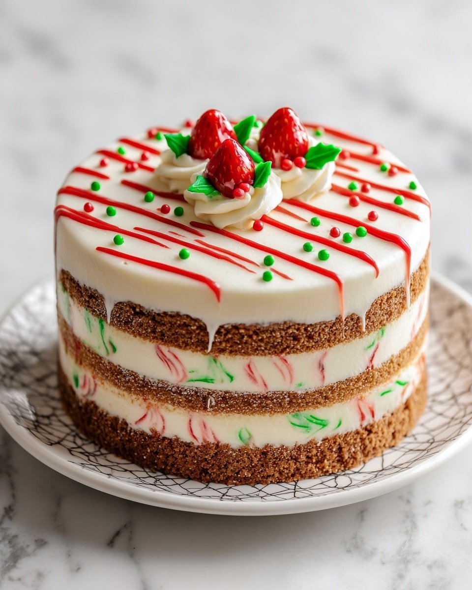 Creamy Little Debbie Christmas Tree Cheesecake Recipe - Recipe Image — Creamy Little Debbie Christmas Tree Cheesecake, Christmas Tree Cake cheesecake, holiday cheesecake recipe, festive dessert with Little Debbie cakes, easy Christmas cheesecake