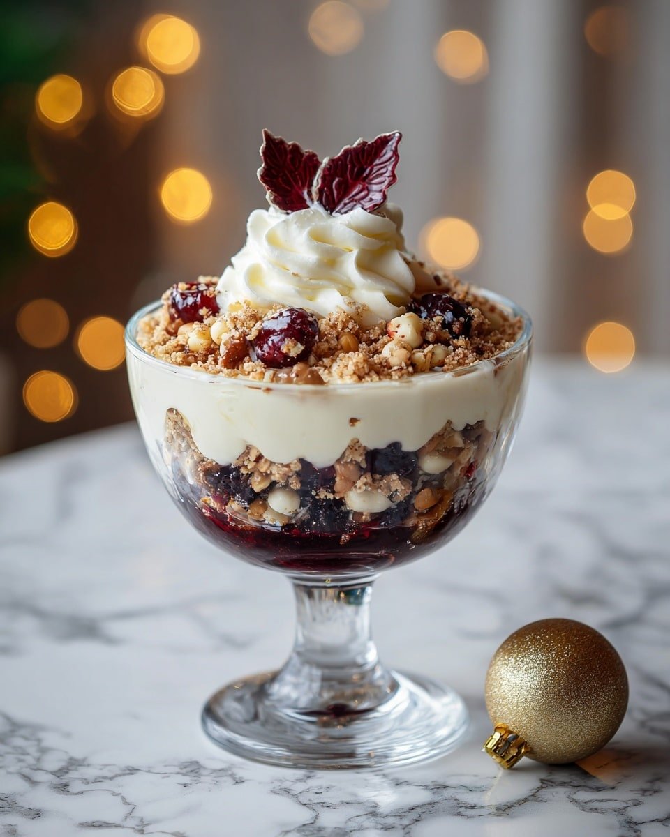 Black Forest Trifle for Christmas Recipe - Recipe Image — Black Forest Trifle for Christmas, Christmas dessert recipes, easy holiday trifle, festive layered desserts, holiday baking ideas