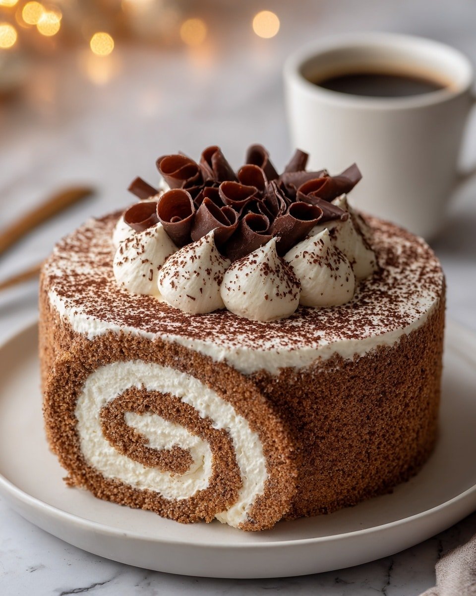 Gourmet Tiramisu Yule Log Cake Recipe - Recipe Image — Gourmet Tiramisu Yule Log Cake, tiramisu yule log, holiday tiramisu dessert, coffee mascarpone cake, festive yule log recipes