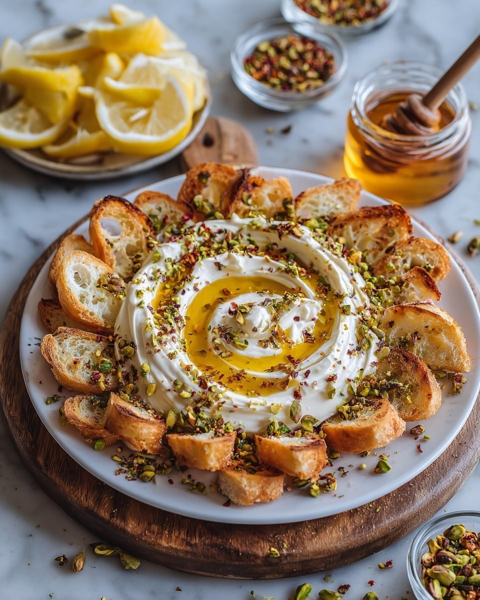 Whipped Feta with Honey Recipe - Recipe Image — Whipped Feta with Honey, easy feta dip, honey feta spread, appetizer with feta and honey, creamy feta cheese dip
