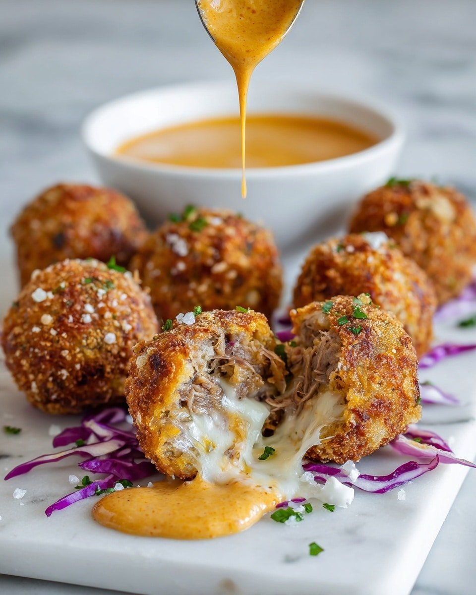 Easy Reuben Balls with Spicy Thousand Island Dip Recipe - Recipe Image — Easy Reuben Balls with Spicy Thousand Island Dip, Reuben appetizer ideas, crispy Reuben bites, homemade Reuben snacks, delicious Reuben appetizer