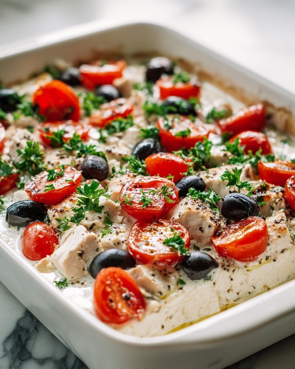 Keto Greek Chicken Casserole Recipe - Recipe Image — Keto Greek Chicken Casserole, keto Mediterranean chicken bake, low-carb Greek casserole, keto chicken recipe with feta, healthy Greek chicken dish