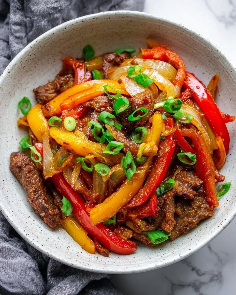 Keto Beef Pepper Steak Recipe - Recipe Image — Keto Beef Pepper Steak, keto beef stir-fry, low-carb beef recipe, keto dinner ideas, quick keto steak dish