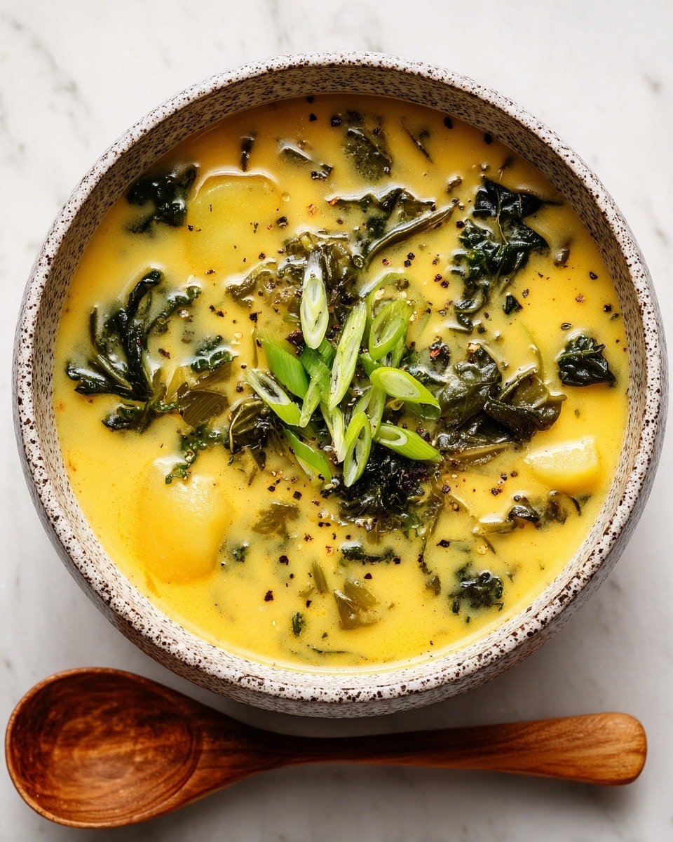 Colcannon Soup Recipe - Recipe Image — Colcannon Soup, Irish-inspired soup with potatoes and greens, hearty leek and cabbage soup, creamy Kale and potato soup, cozy Irish vegetable soup