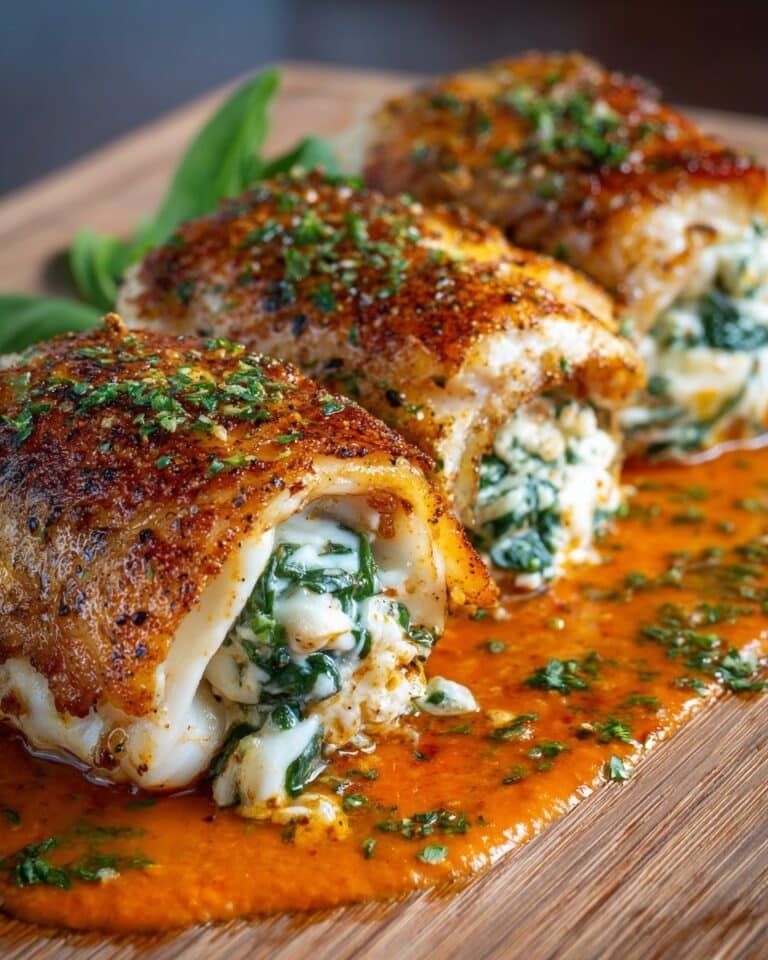 Chicken Rolls with Ricotta, Spinach, and Basil in Marinara Sauce Recipe