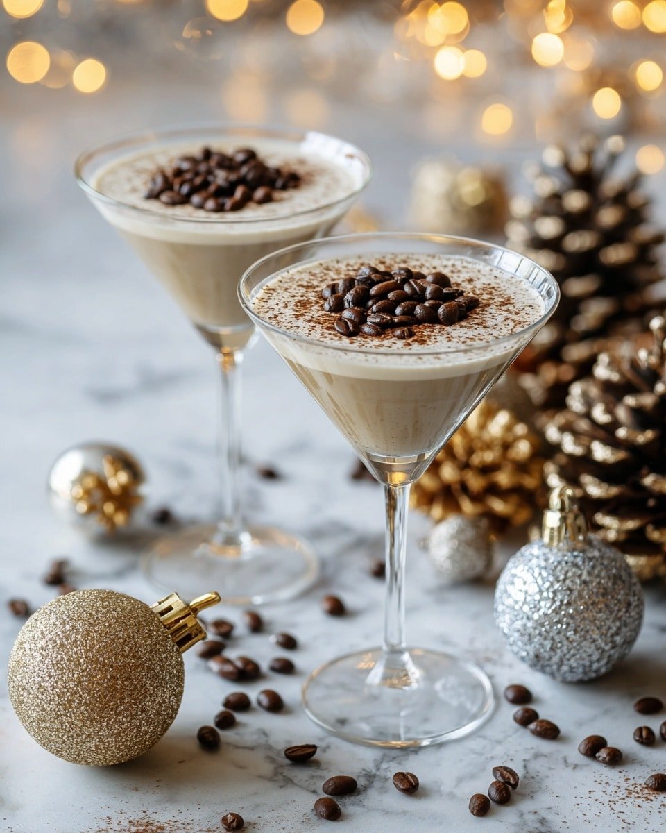 Eggnog Espresso Martini Recipe - Recipe Image — Eggnog Espresso Martini, festive cocktail, holiday drinks with espresso, creamy eggnog cocktails, easy holiday cocktail recipes
