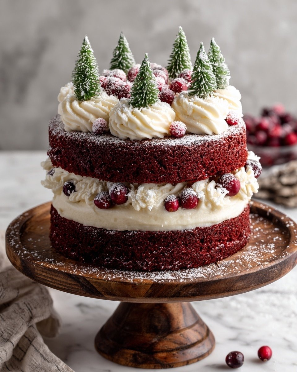 Christmas Red Velvet Cheesecake Recipe - Recipe Image — Christmas Red Velvet Cheesecake, Red Velvet Cheesecake recipe, Christmas dessert ideas, festive cheesecake recipe, holiday red velvet cake