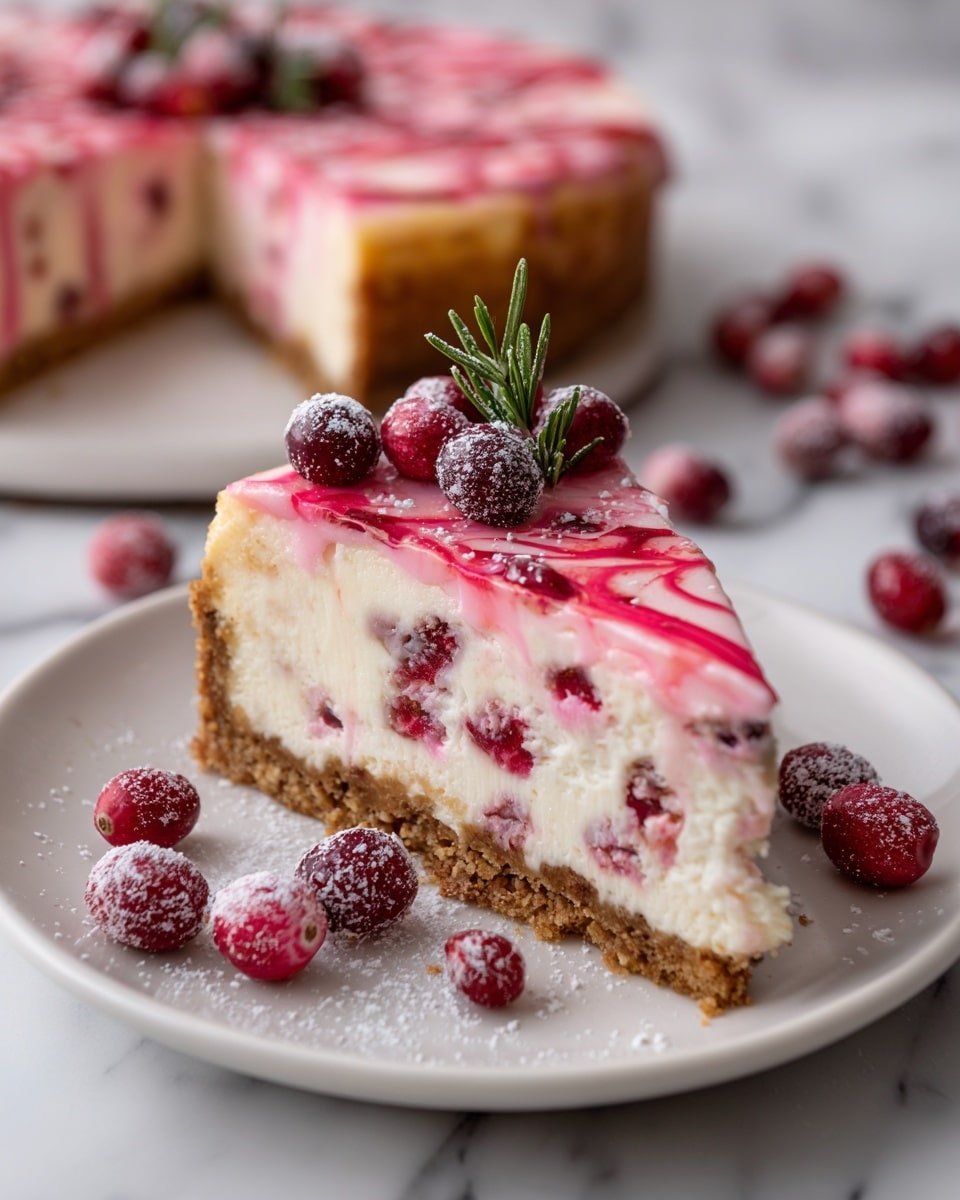 Creamy Sweetened Condensed Milk Cranberry Cheesecake Delight Recipe - Recipe Image — Creamy Sweetened Condensed Milk Cranberry Cheesecake, Cranberry cheesecake with condensed milk, Easy cranberry cheesecake dessert, No-bake cranberry cheesecake, Festive holiday cheesecake