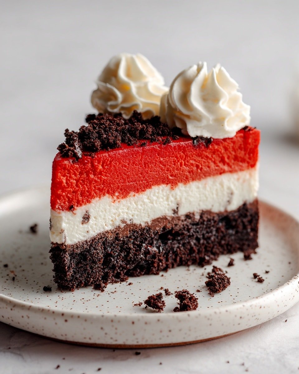 Red Velvet Oreo Cheesecake Recipe - Recipe Image — Red Velvet Oreo Cheesecake, Red Velvet Oreo Cheesecake recipe, Oreo cheesecake with red velvet flavor, easy red velvet Oreo dessert, no-bake Oreo cheesecake