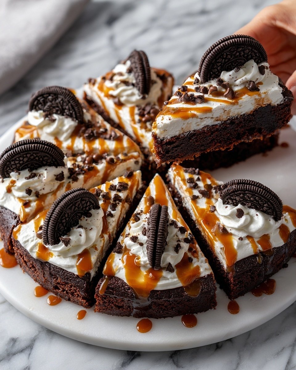 Oreo Fudge Brownie Pizza Recipe - Recipe Image — Oreo Fudge Brownie Pizza, Oreo Brownie Pizza, Fudge Brownie Dessert, Easy Oreo Dessert, Chocolate Oreo Pizza