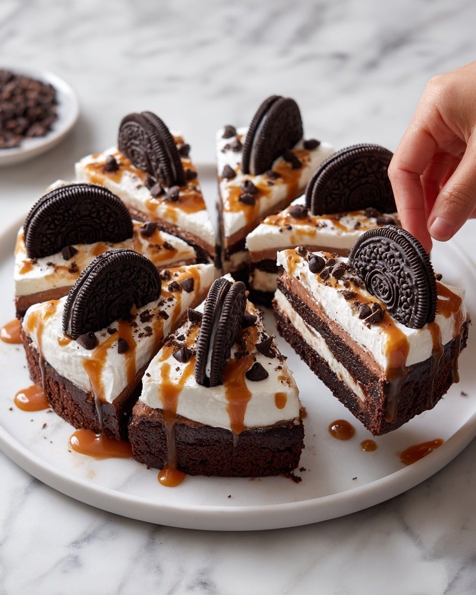 Oreo Fudge Brownie Pizza Recipe - Recipe Image — Oreo Fudge Brownie Pizza, Oreo Brownie Pizza, Fudge Brownie Dessert, Easy Oreo Dessert, Chocolate Oreo Pizza