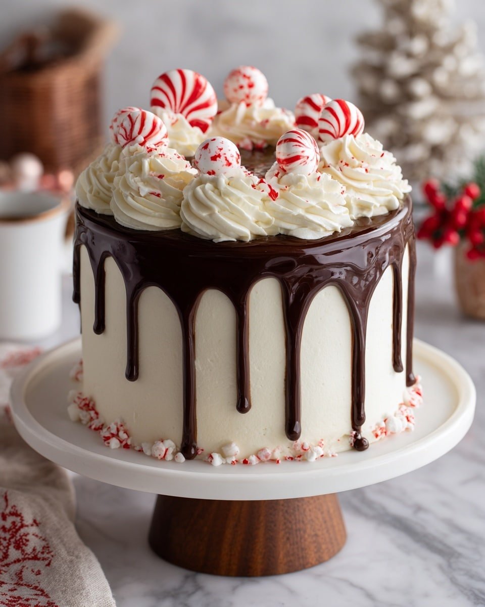Moist Peppermint Fudge Cake Recipe - Recipe Image — Moist Peppermint Fudge Cake, peppermint chocolate cake, festive fudge cake recipe, moist chocolate peppermint dessert, easy peppermint cake