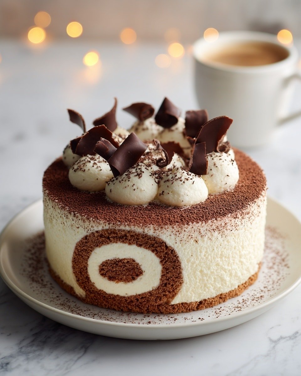 Gourmet Tiramisu Yule Log Cake Recipe - Recipe Image — Gourmet Tiramisu Yule Log Cake, tiramisu yule log, holiday tiramisu dessert, coffee mascarpone cake, festive yule log recipes