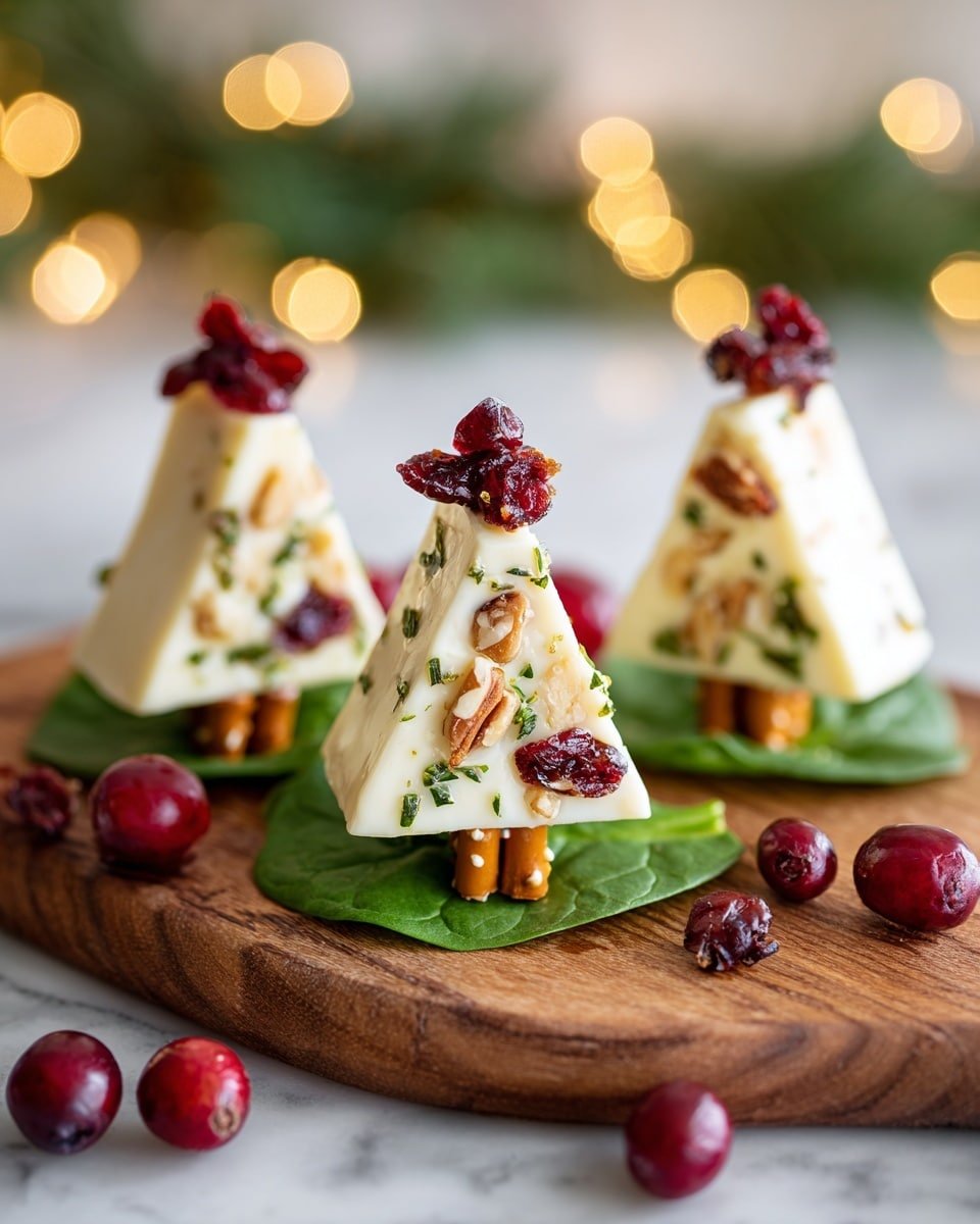 Festive Brie Christmas Tree Appetizers Recipe - Recipe Image — Festive Brie Christmas Tree Appetizers, Christmas holiday party appetizers, easy holiday appetizers, Brie cheese appetizer ideas, Christmas finger foods