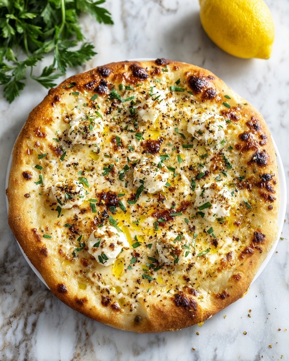 Lemon Pizza with Fresh Herbs Recipe - Recipe Image — Lemon Pizza with Fresh Herbs, Lemon Pizza, Herb-infused pizza, Citrusy pizza recipe, Easy lemon pizza